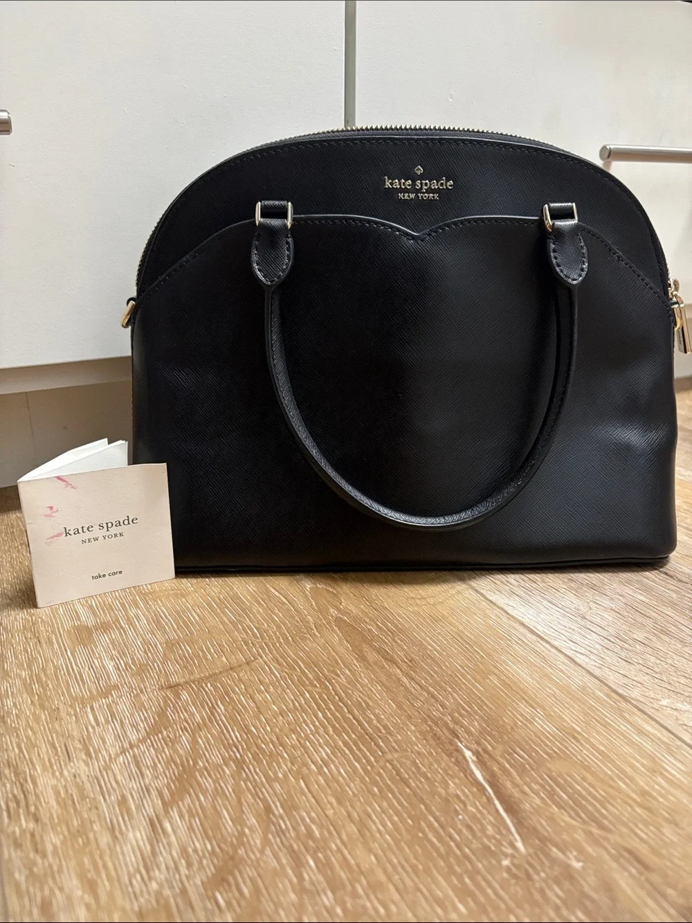kate spade Black Dome Satchel with Gold Logo